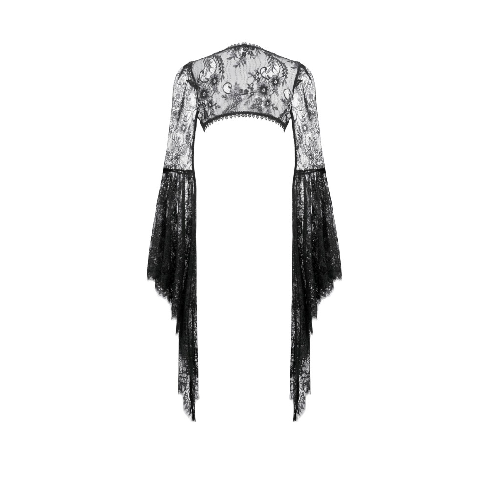 Dark in Love - DeepV Lace Bell Sleeve Cape Schulterjacke/bolero - Schwarz